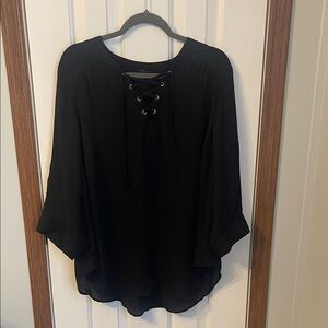 torrid Black Lace-Up Peasant Blouse